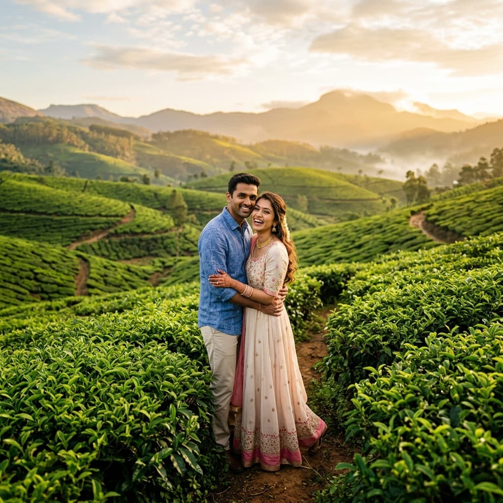 Couple in romantic editorial setting